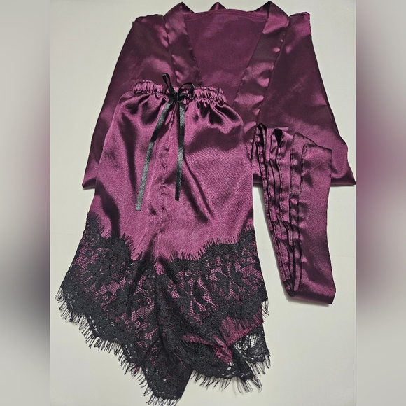 2 PC Silky Satin Sexy Intimate Set Robe & Bottoms Size XL - Picture 9 of 10